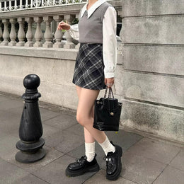 Women Checked Pencil Mini Skirt