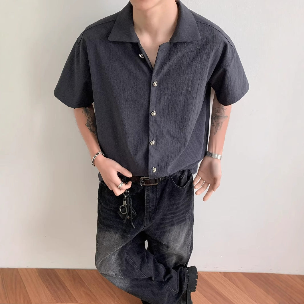 Men Solid Spread Collar Casual Shirt