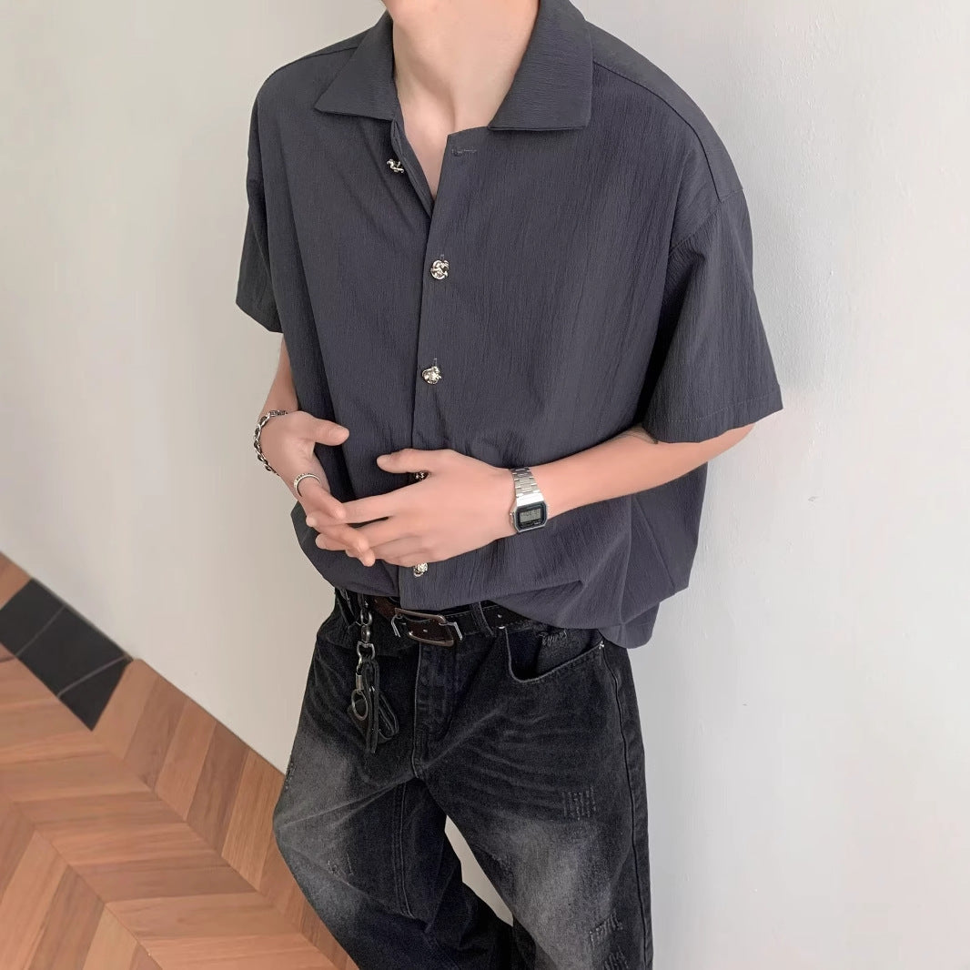 Men Solid Spread Collar Casual Shirt