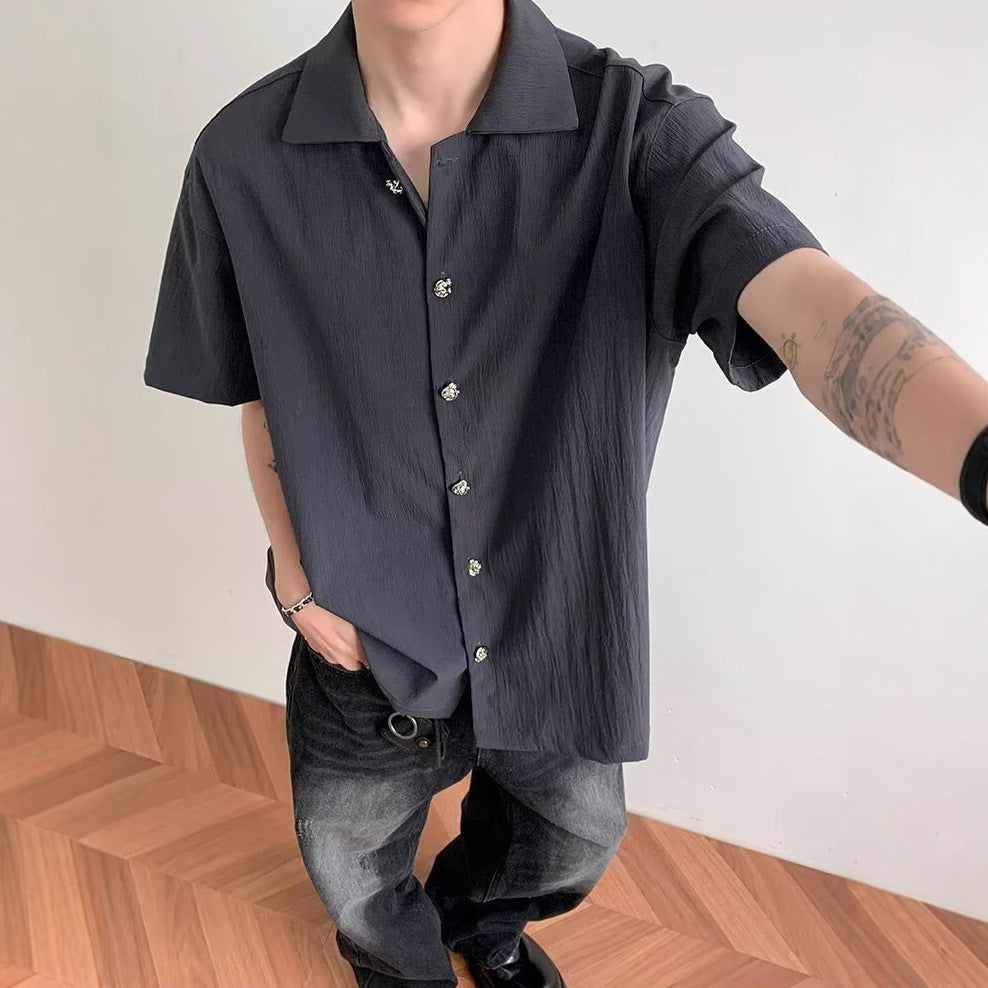 Men Solid Spread Collar Casual Shirt