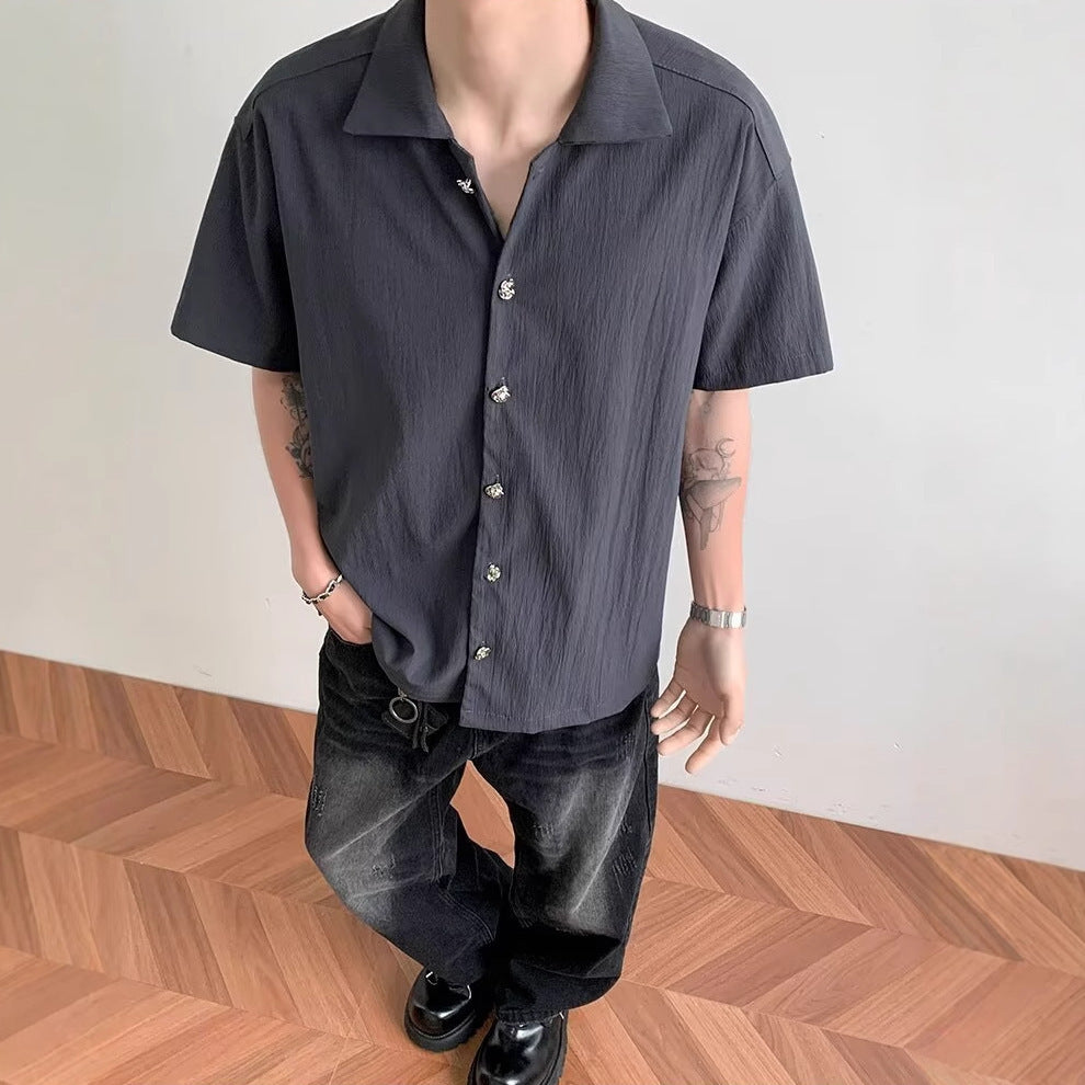 Men Solid Spread Collar Casual Shirt