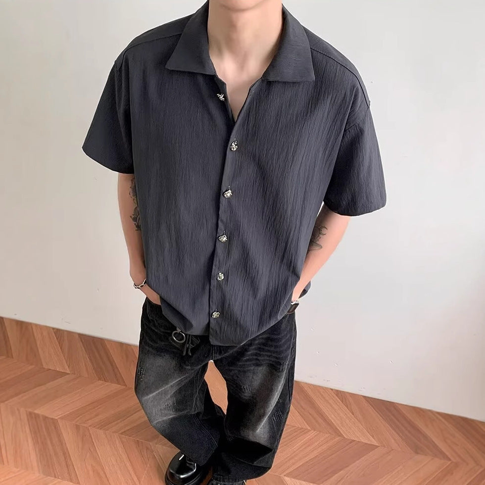 Men Solid Spread Collar Casual Shirt
