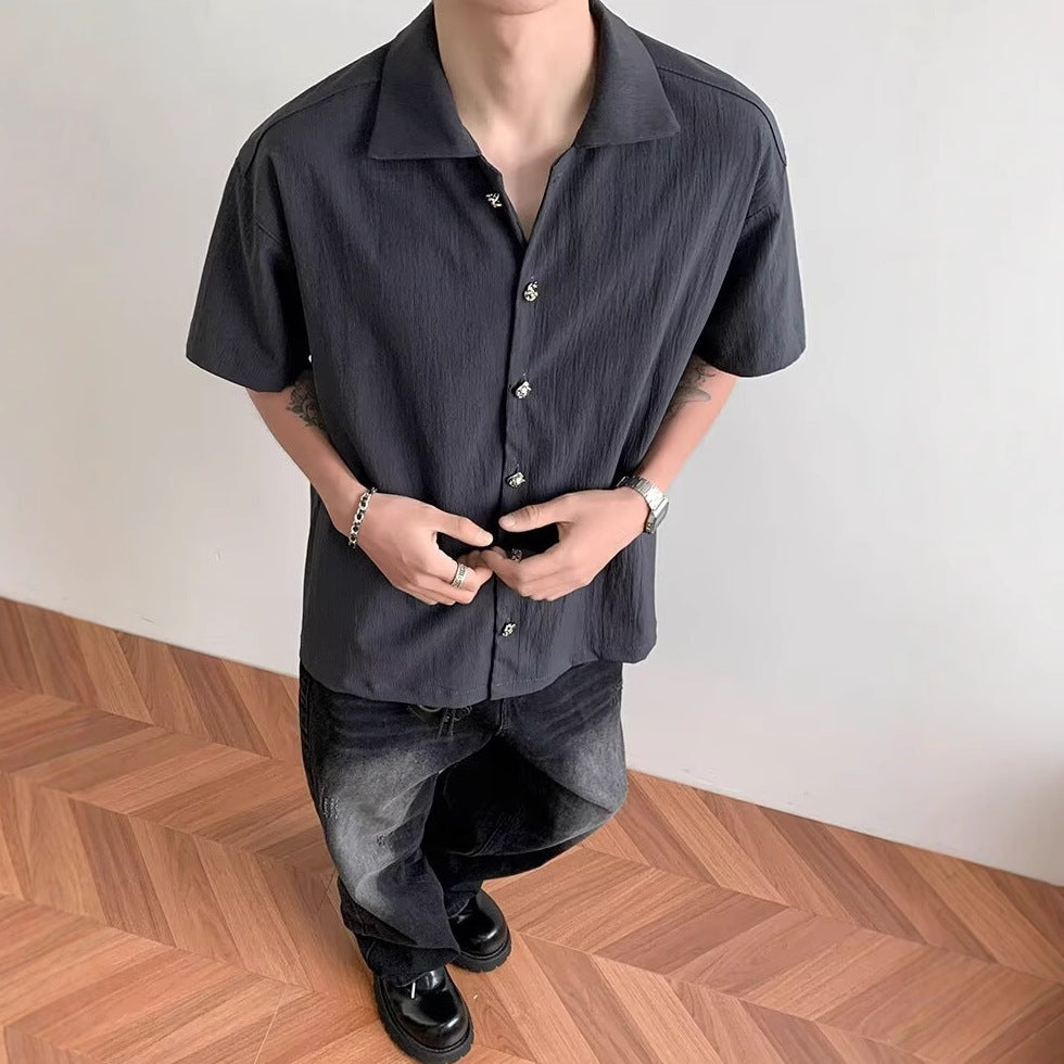 Men Solid Spread Collar Casual Shirt