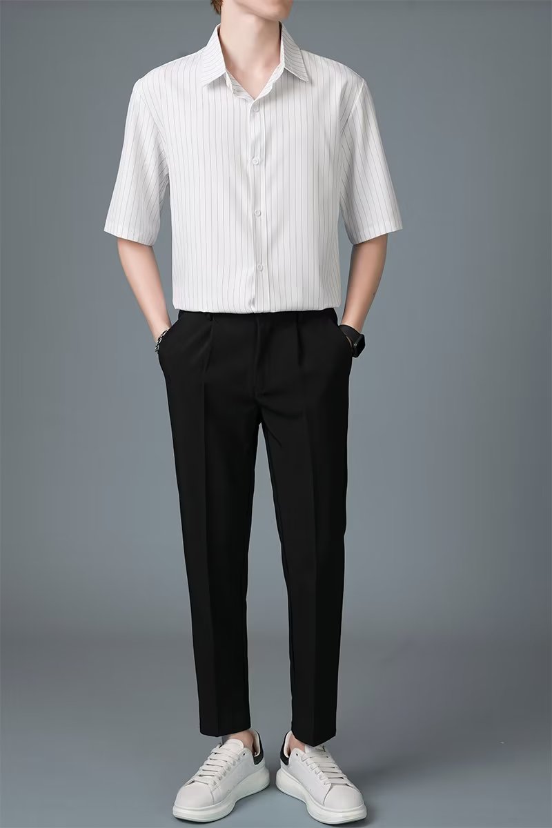 Striped Cutaway Collar Shirt