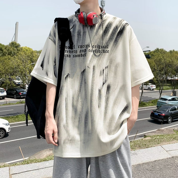 Men Typography Printed Round Neck  Oversized T-shirt