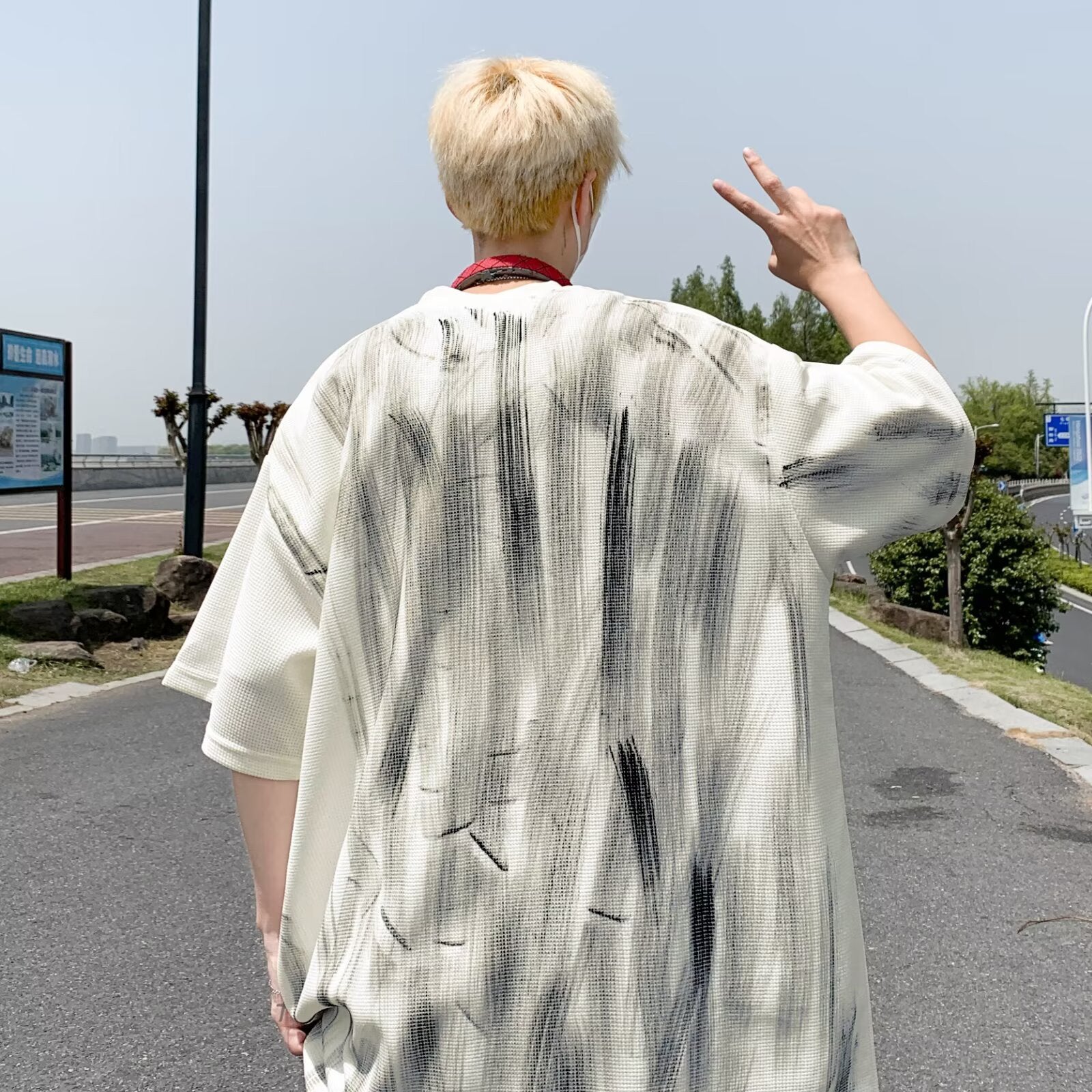Men Typography Printed Round Neck  Oversized T-shirt
