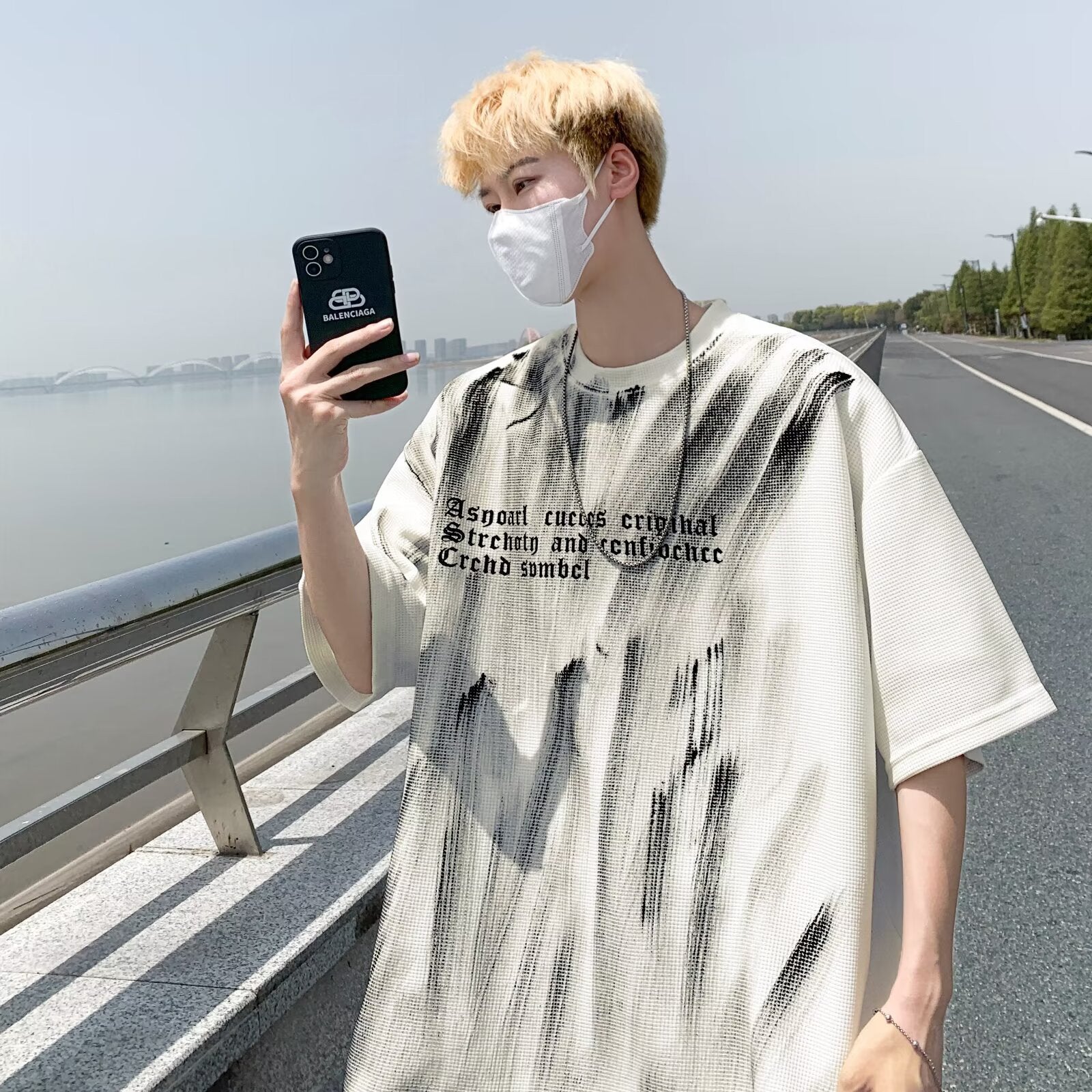 Men Typography Printed Round Neck  Oversized T-shirt