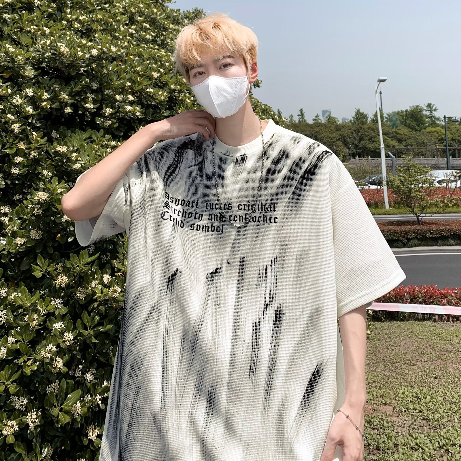 Men Typography Printed Round Neck  Oversized T-shirt