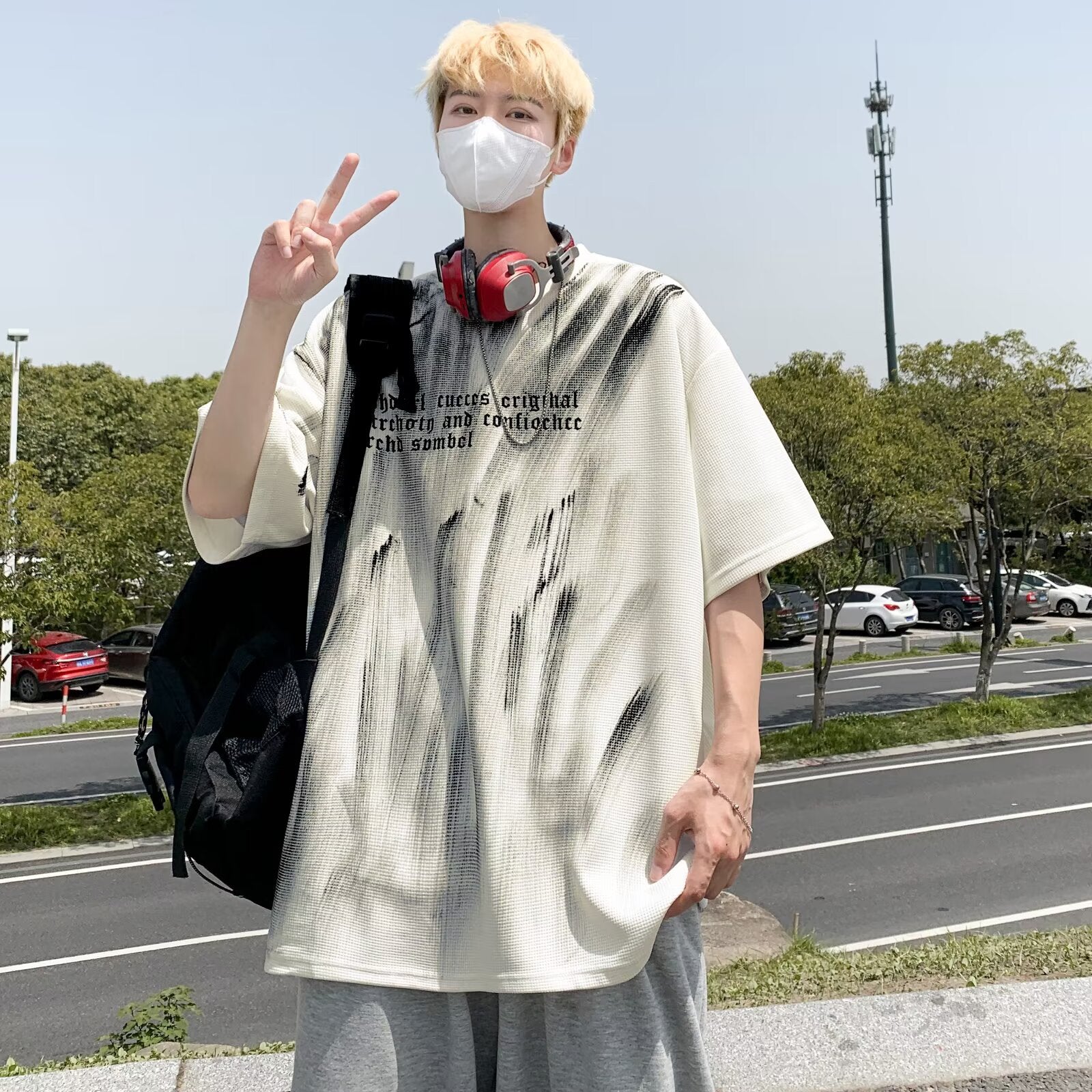 Men Typography Printed Round Neck  Oversized T-shirt