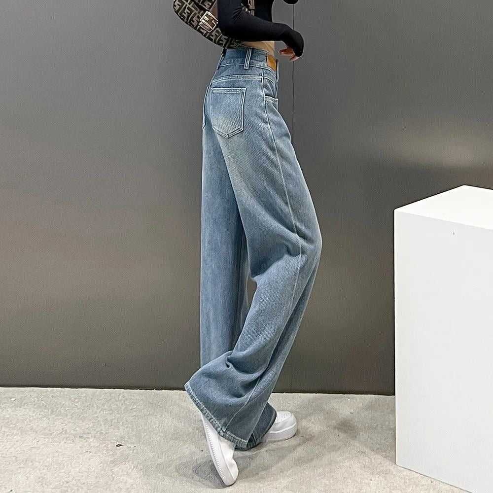 Women Wide Leg Mid-Rise Light Fade Jeans
