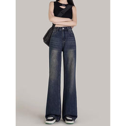 Women Wide Leg Dark Jeans