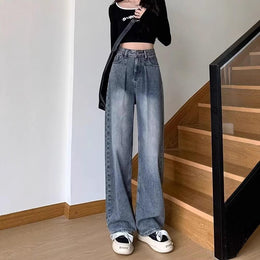Women Wide Leg Light Fade Jeans