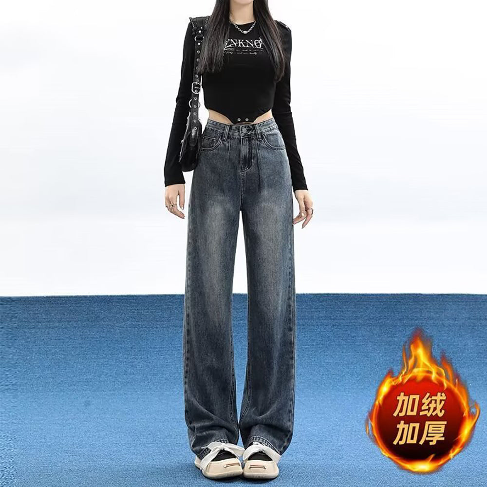 Women Wide Leg Light Fade Jeans