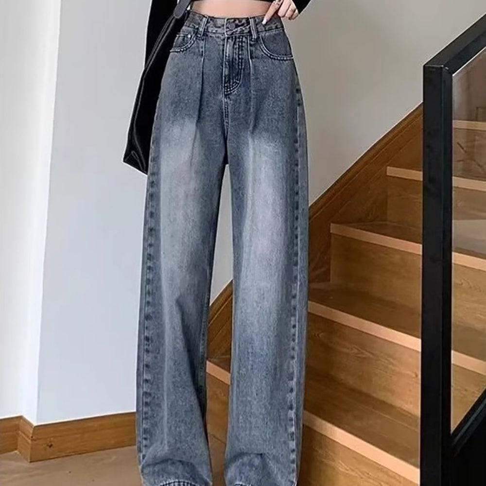 Women Wide Leg Light Fade Jeans