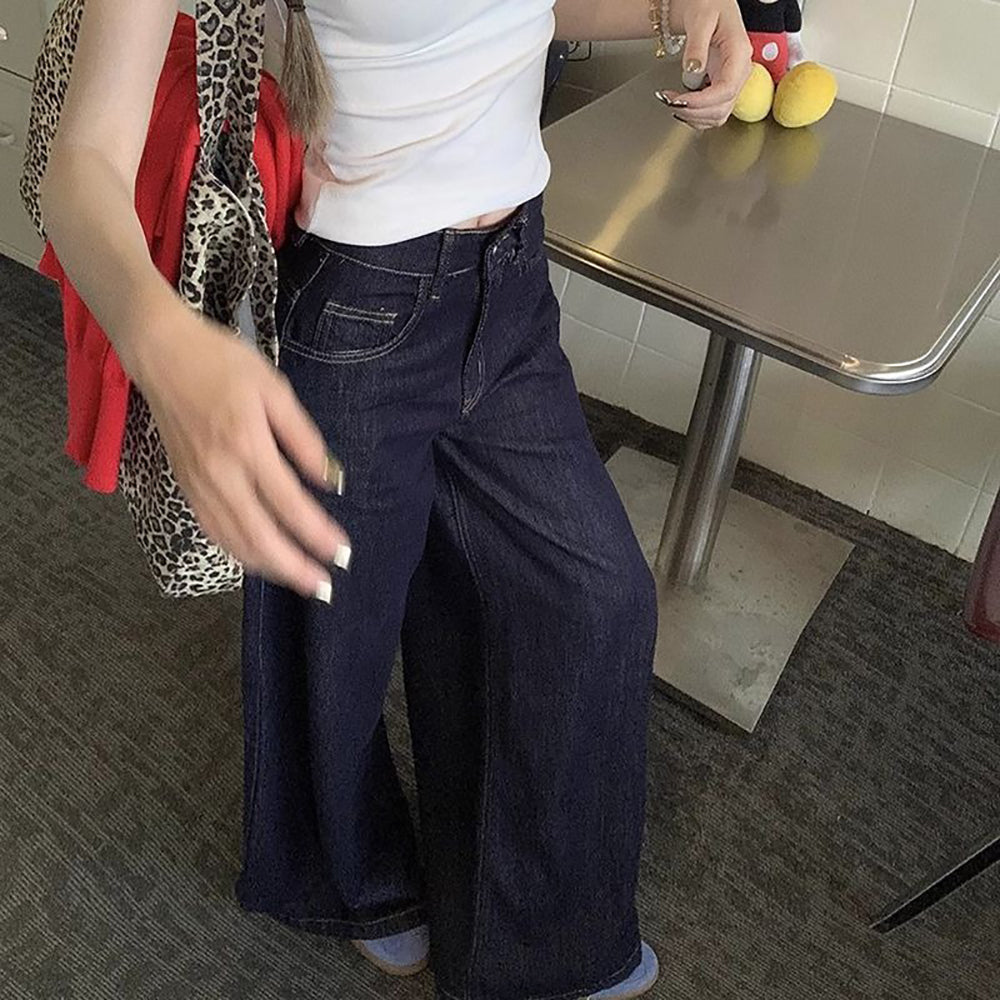 Women Wide Leg Light Fade Jeans