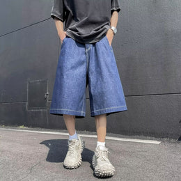 Men Solid Regular Fit Mid-Rise Denim Shorts