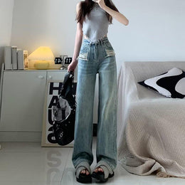 Women High Rise Relaxed Fit Low Distress Light Fade Jeans