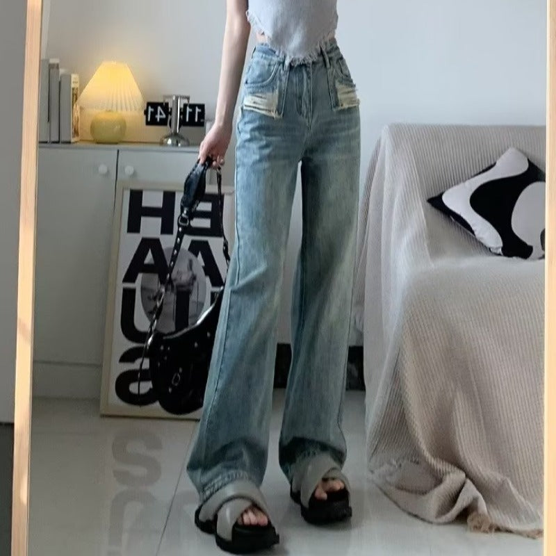 Women High Rise Relaxed Fit Low Distress Light Fade Jeans