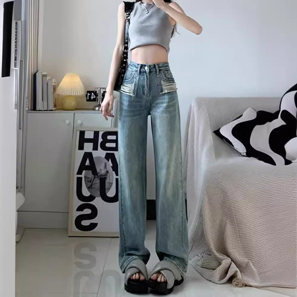 Women High Rise Relaxed Fit Low Distress Light Fade Jeans