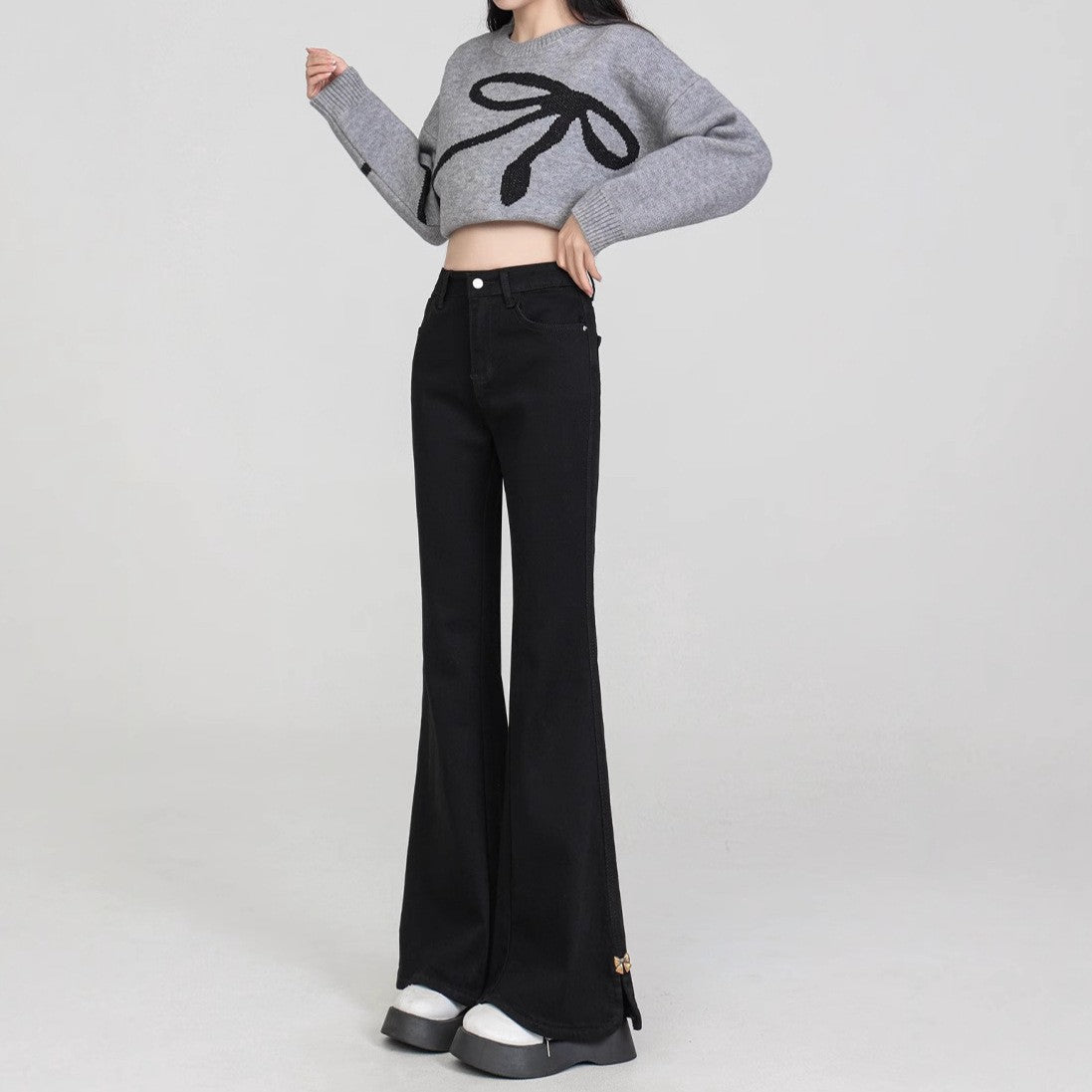 Women Bootcut Mid-Rise Light Fade Stretchable Jeans