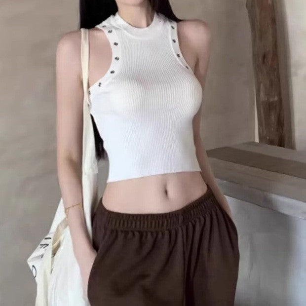 Ribbed High Neck Fitted Crop Top