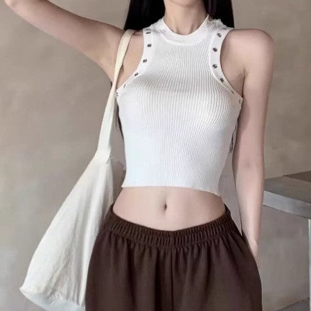 Ribbed High Neck Fitted Crop Top