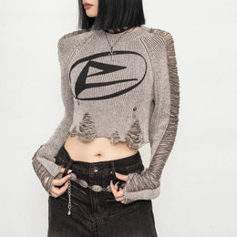 Self Design Round Neck Crop Top