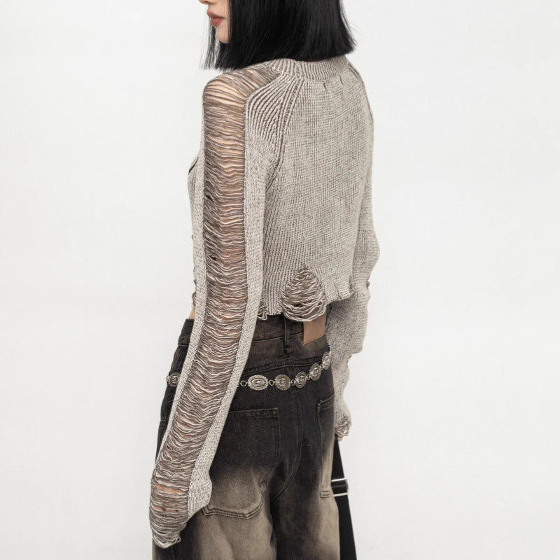 Self Design Round Neck Crop Top