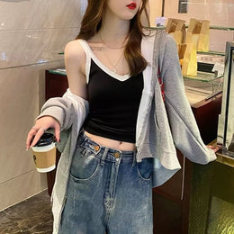 Women Shoulder Straps Fitted Crop Top