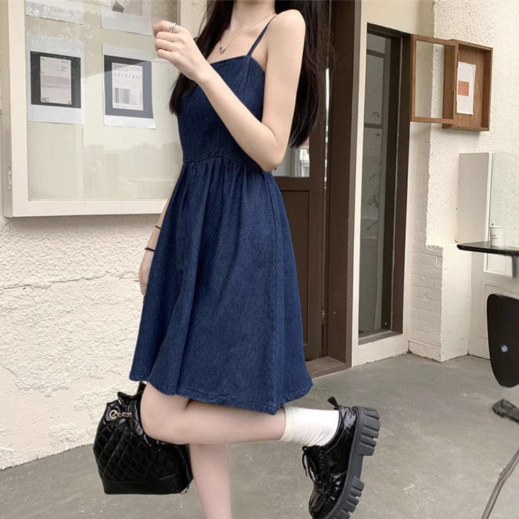 Denim Fit & Flare Midi Dress