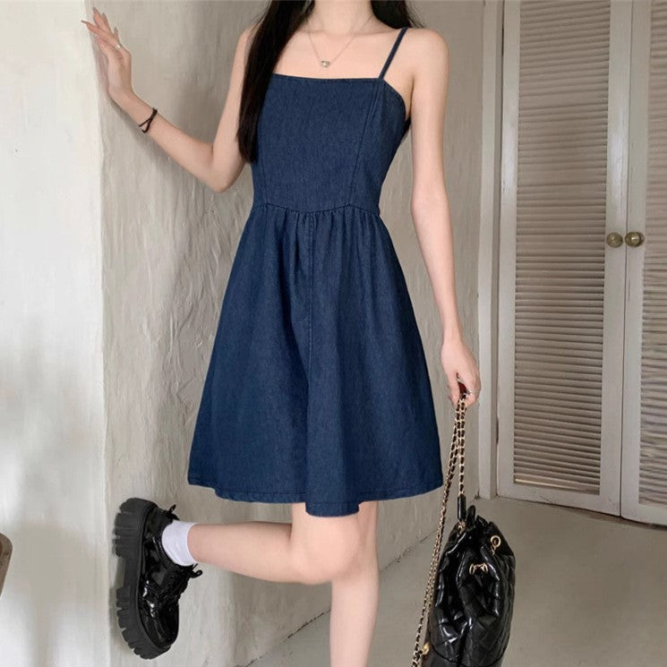 Denim Fit & Flare Midi Dress