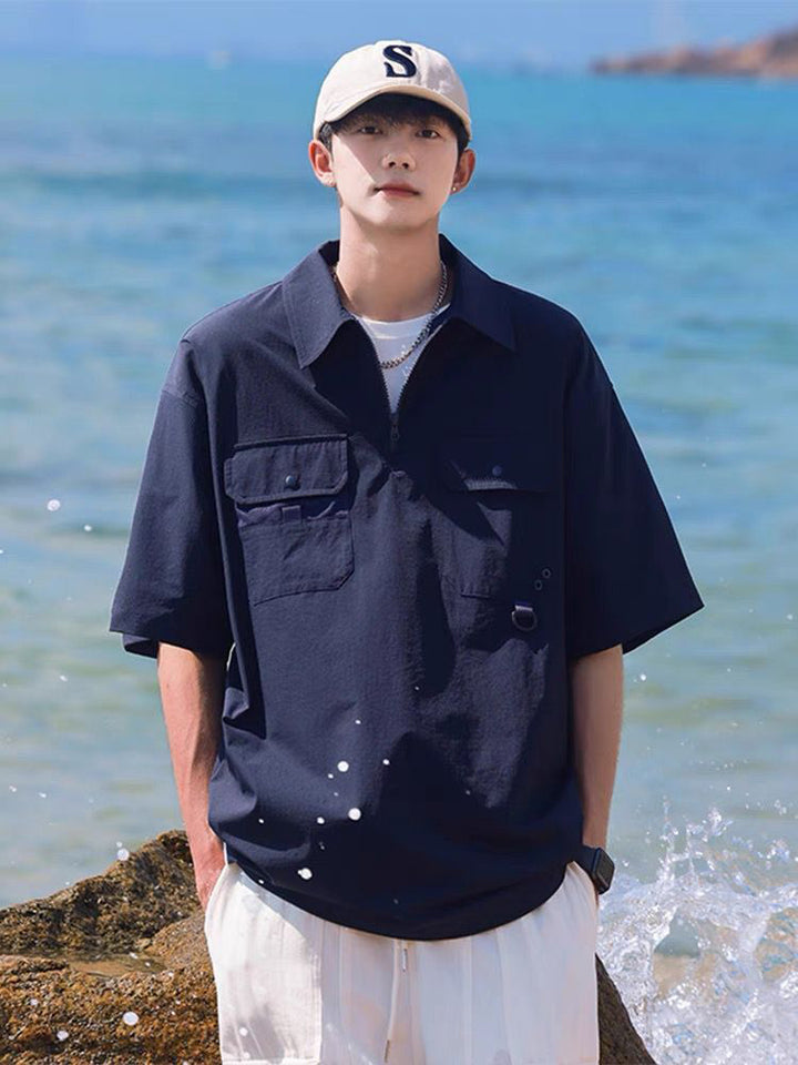 Men Solid Spread Collar Casual Shirt