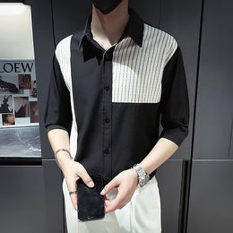 Colourblocked Spread Collar Regular Fit Shirt