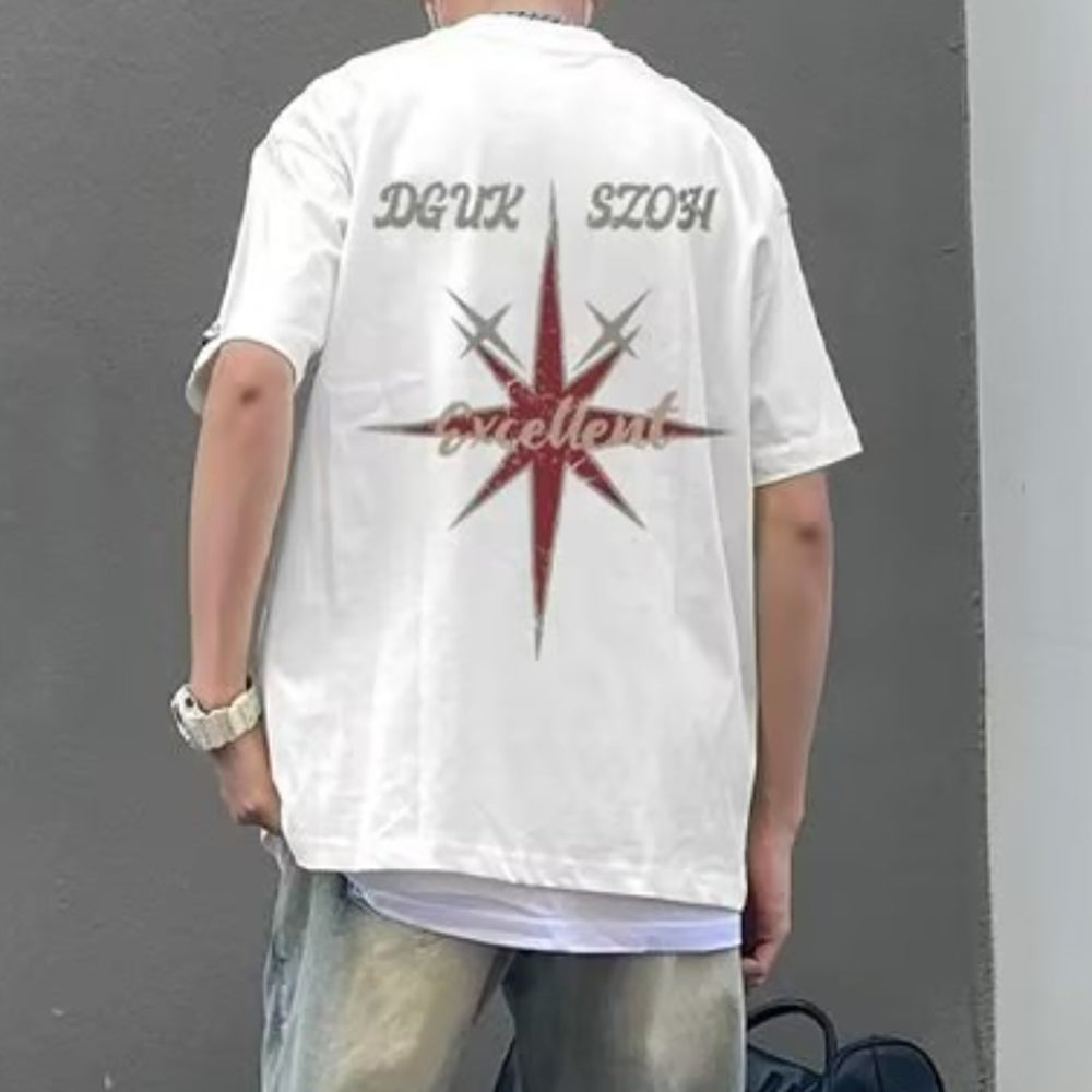Men Typography Printed Round Neck Cotton Oversized T-shirt