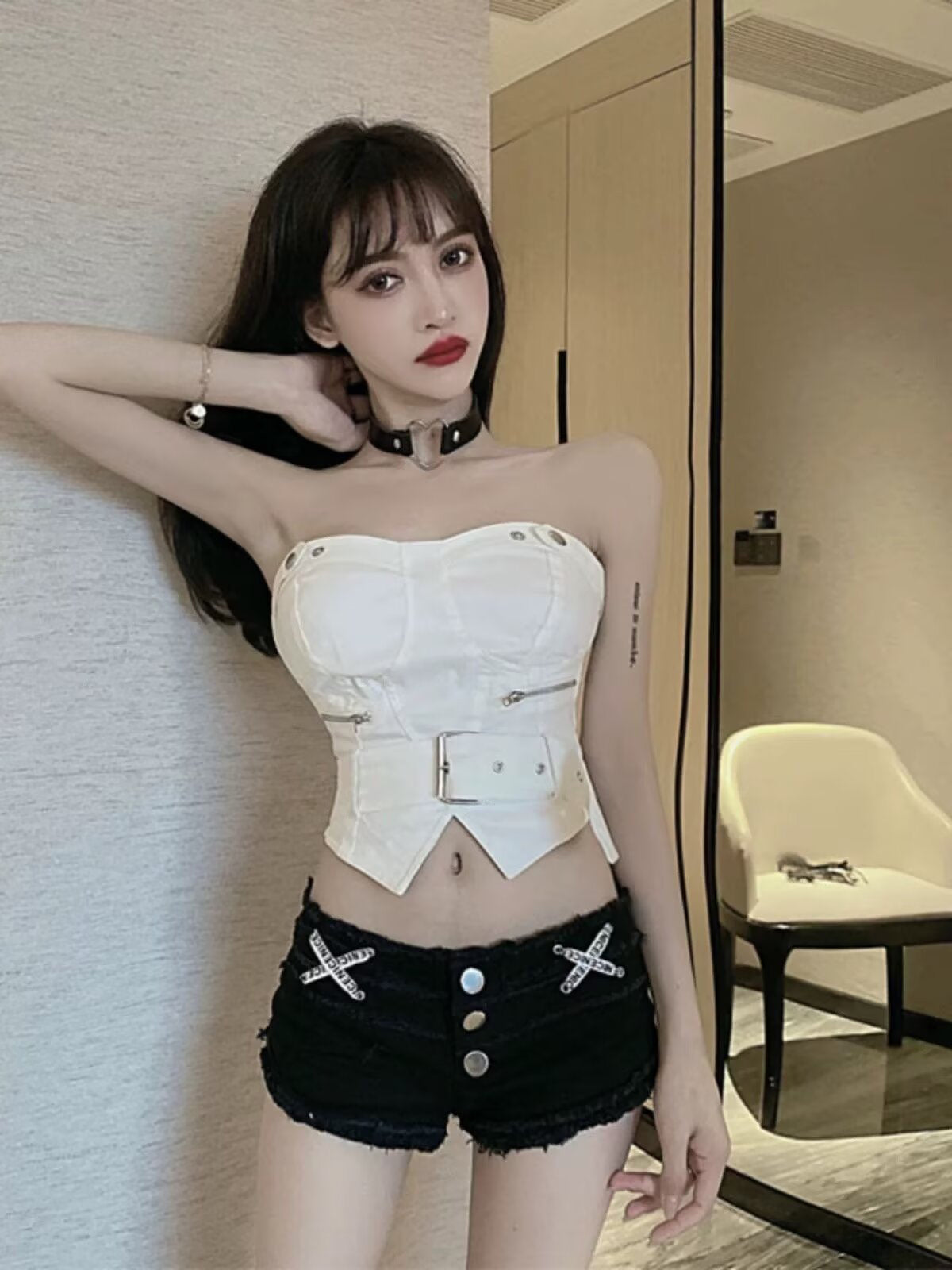 Solid Mid-Rise Hot Pants