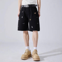 Men Printed Low-Rise Outdoor Denim Shorts