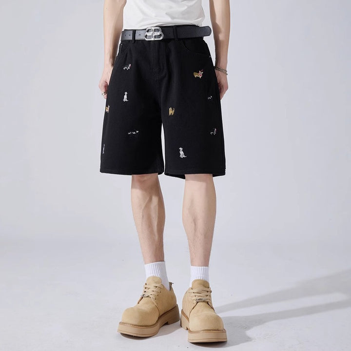 Men Printed Low-Rise Outdoor Denim Shorts
