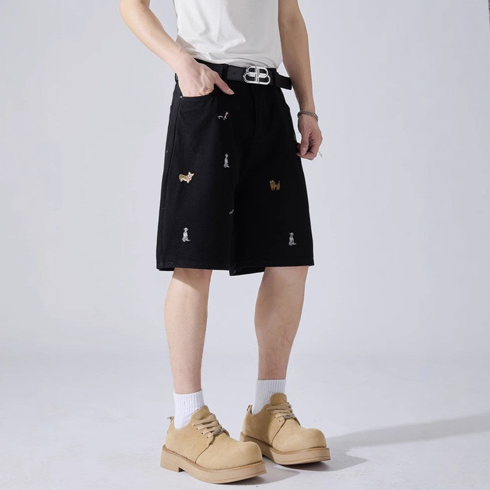 Men Printed Low-Rise Outdoor Denim Shorts