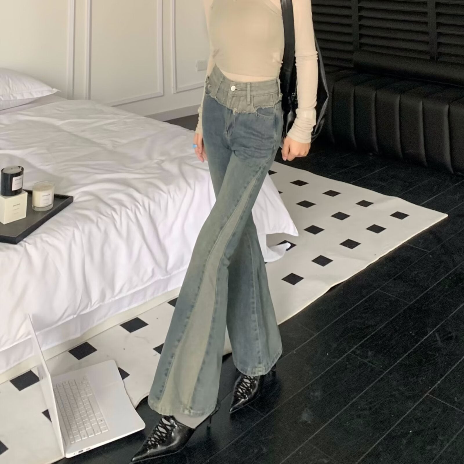 Women Wide Leg Light Fade Jeans