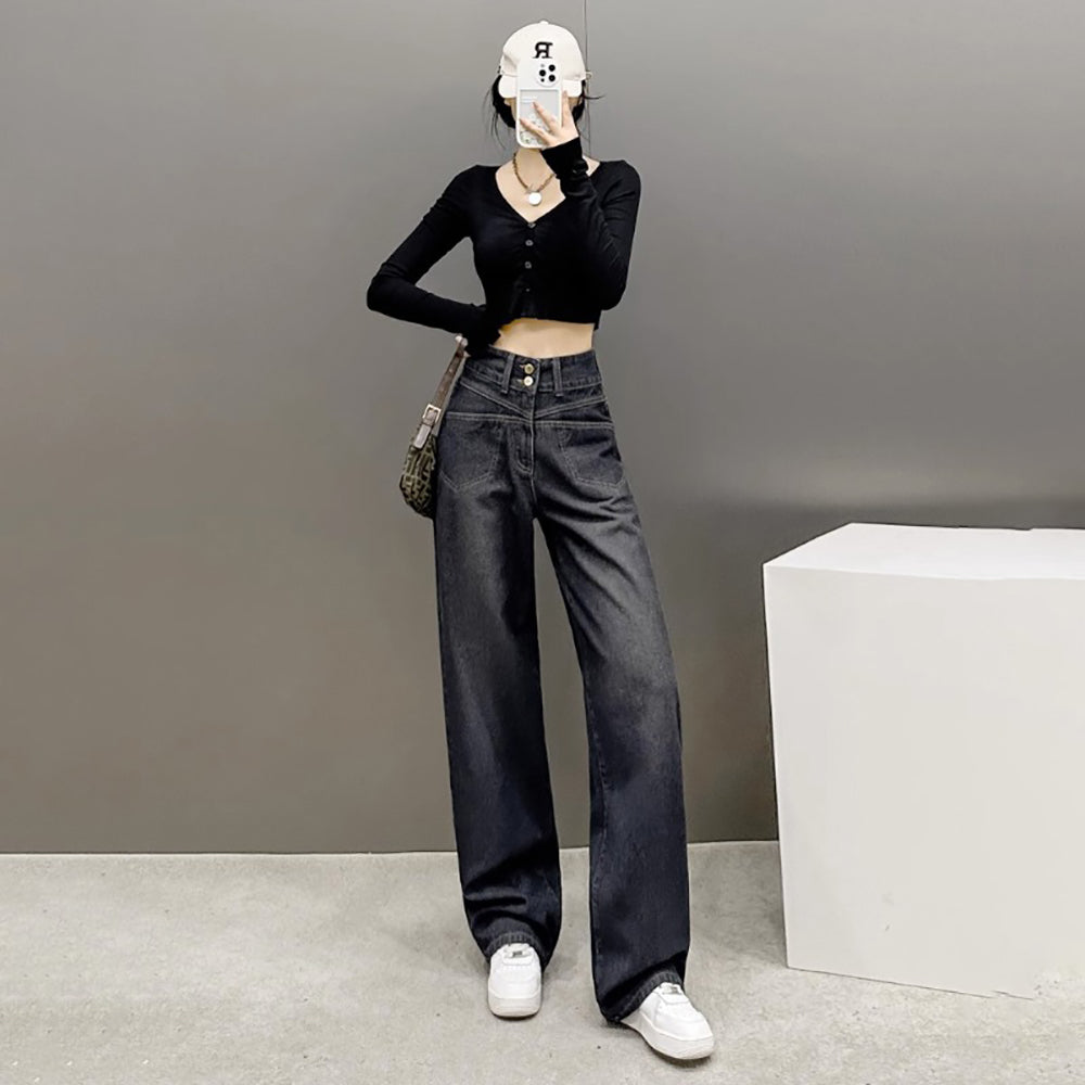Mid-Rise Straight Fit Jeans