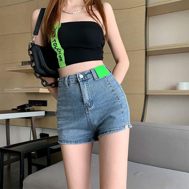 Solid Low-Rise Denim Shorts