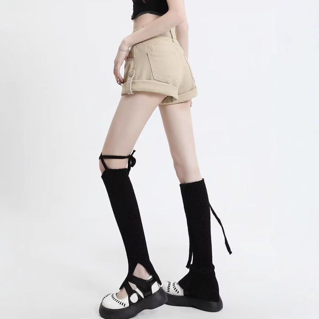 Women Cotton High-Rise Denim Shorts