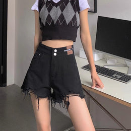 Solid Low-Rise Denim Shorts