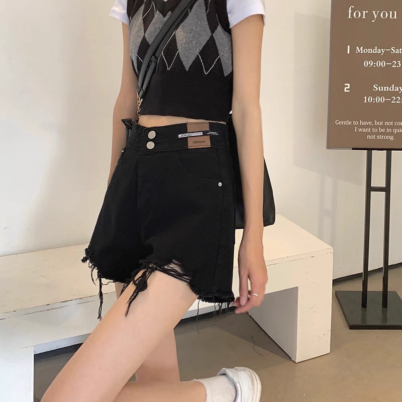 Solid Low-Rise Denim Shorts