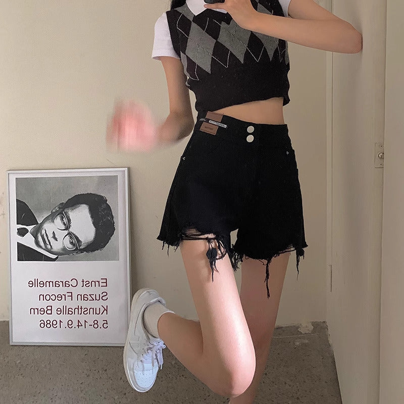 Solid Low-Rise Denim Shorts