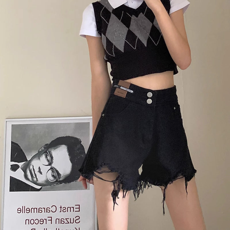 Solid Low-Rise Denim Shorts