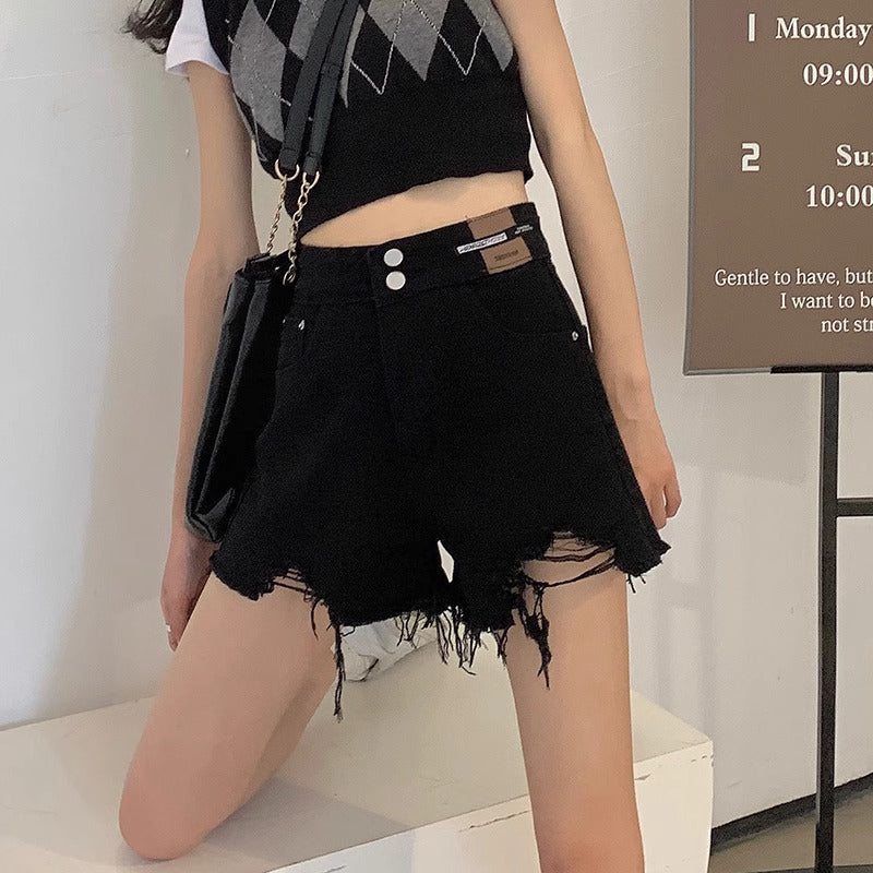 Solid Low-Rise Denim Shorts