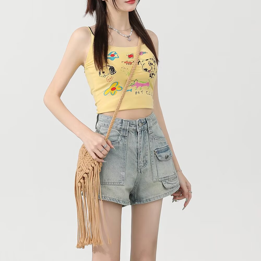 Women Regular Fit Mid-Rise Denim Shorts