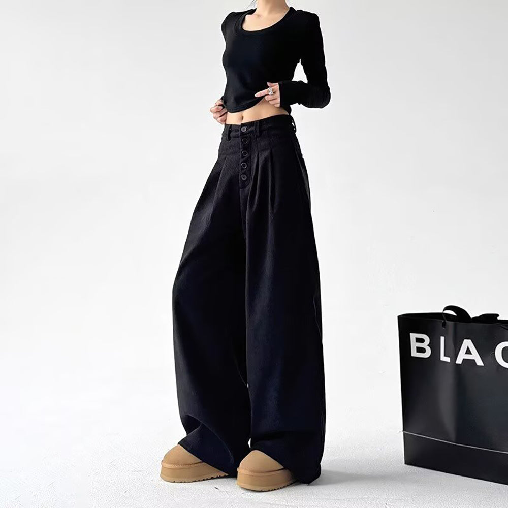 Women Loose Fit Pleated Trousers