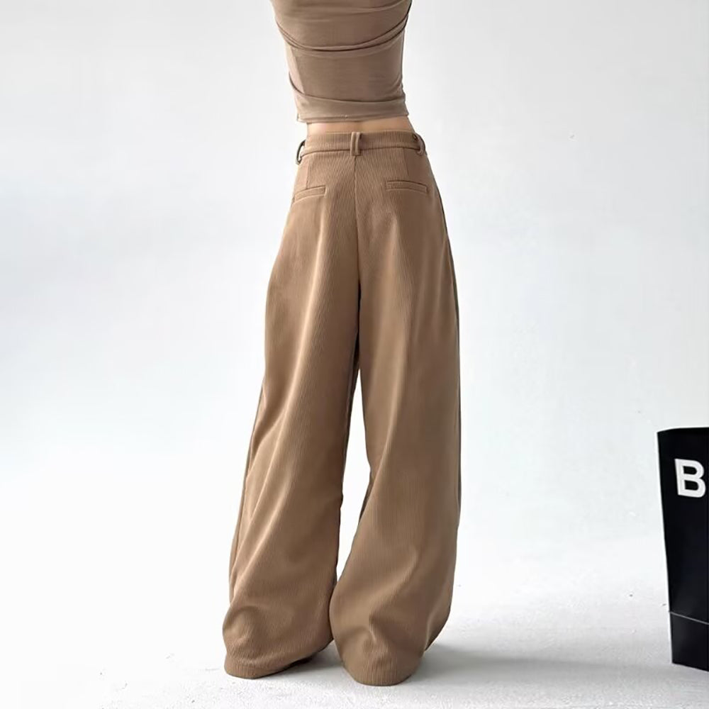 Women Loose Fit Pleated Trousers